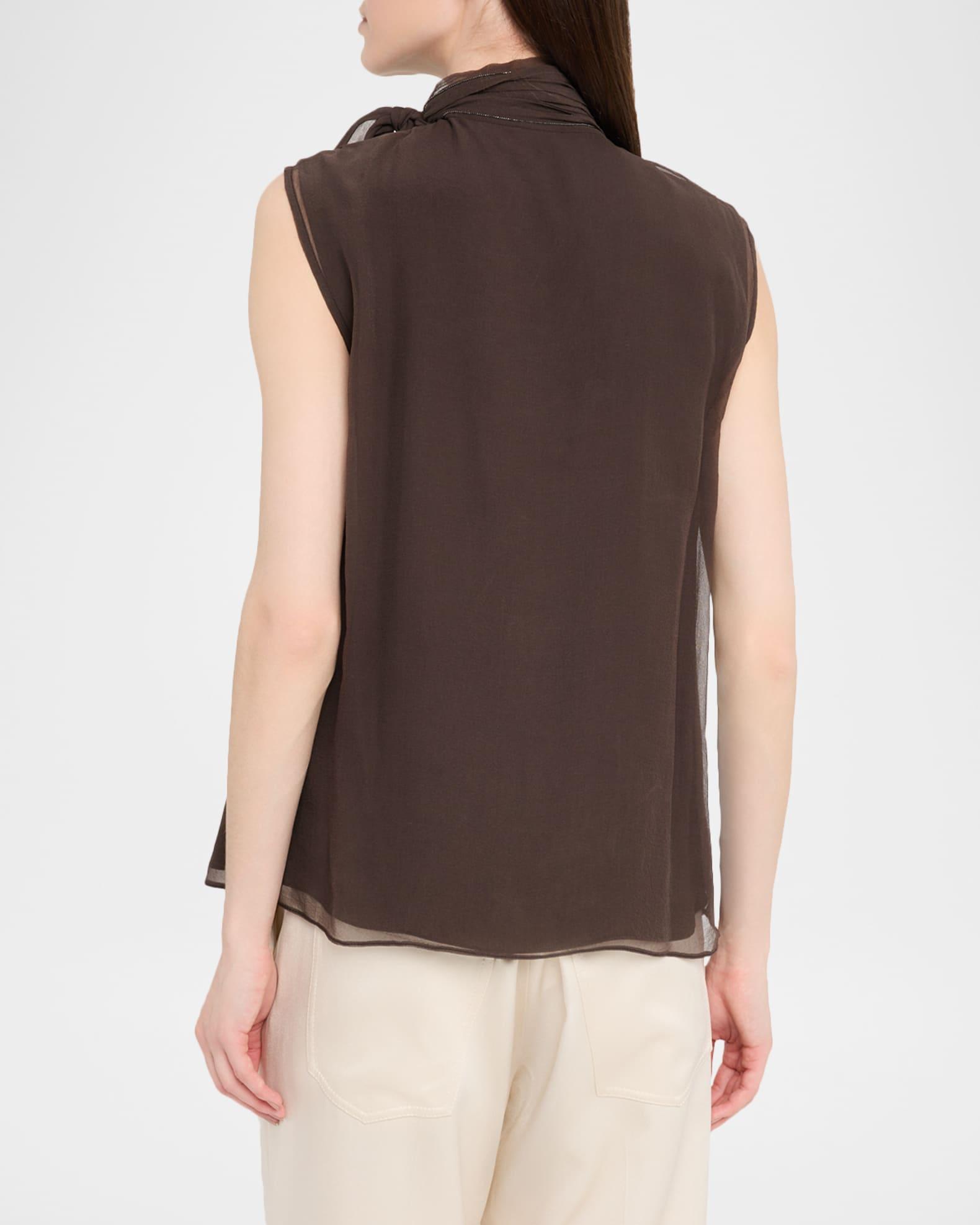 Crispy Silk Chiffon Tie Blouse Product Image