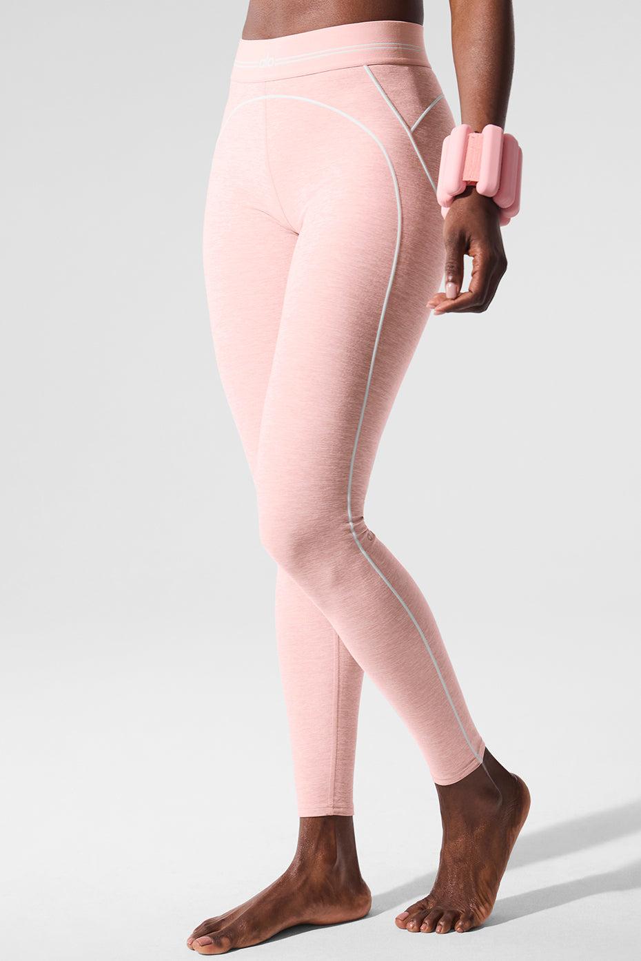 Alosoft High-Waist Heart Throb Legging - Pink Quartz Heather/White Product Image