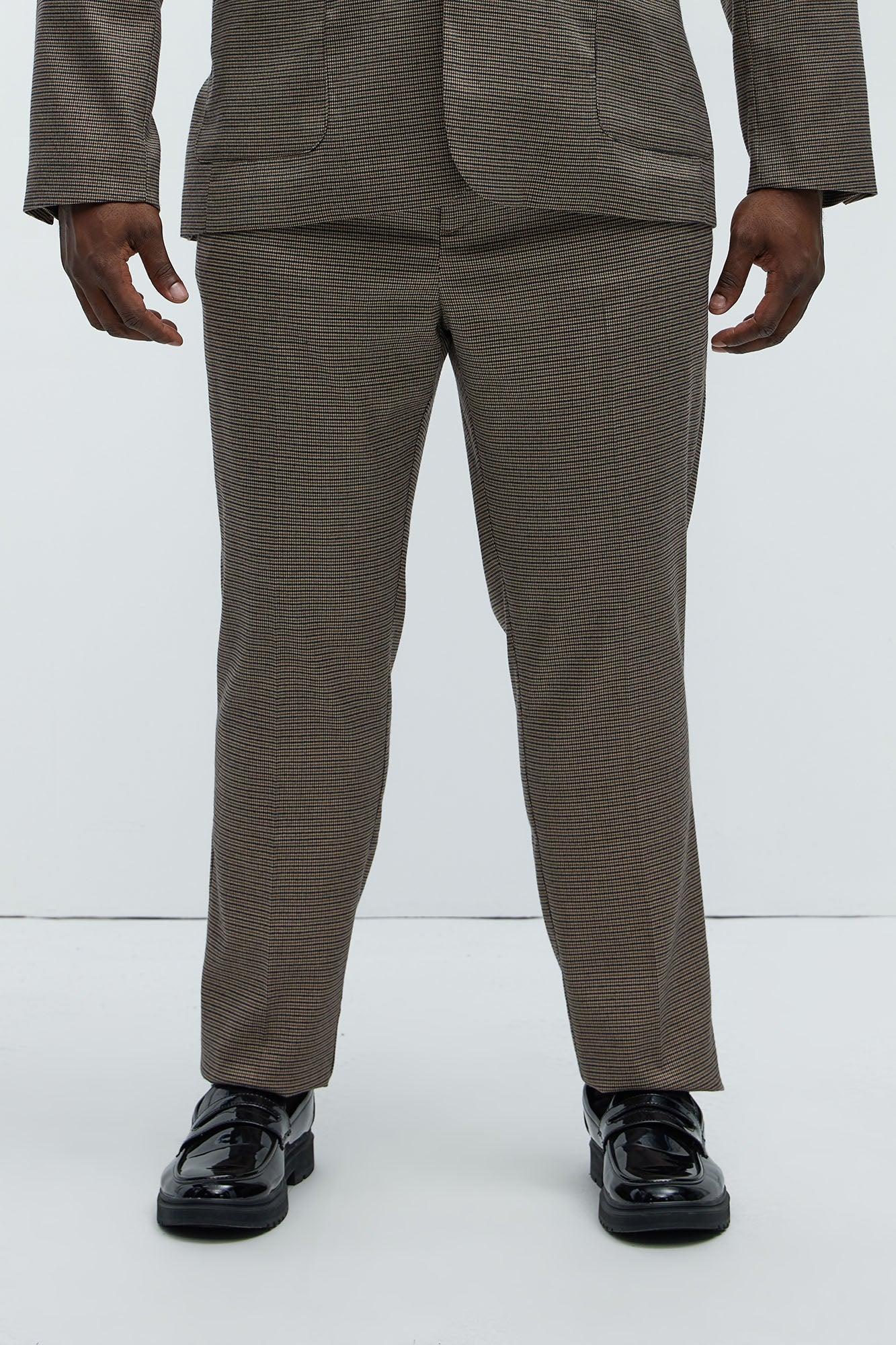 Inoa Houndstooth Slim Trousers - Brown/combo Product Image