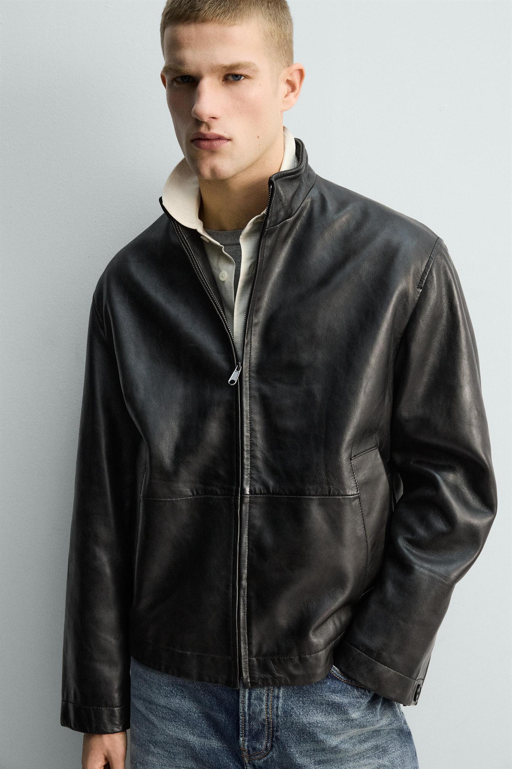 RELAXED FIT LEATHER JACKET Product Image