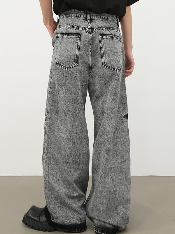 Men's Washed Loose Jeans Product Image