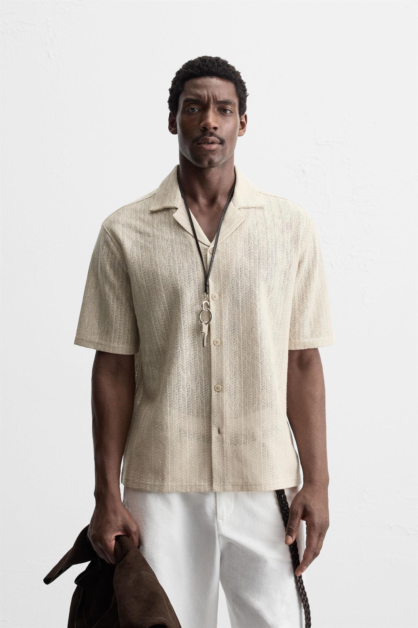 OPEN WEAVE HERRINGBONE SHIRT Product Image