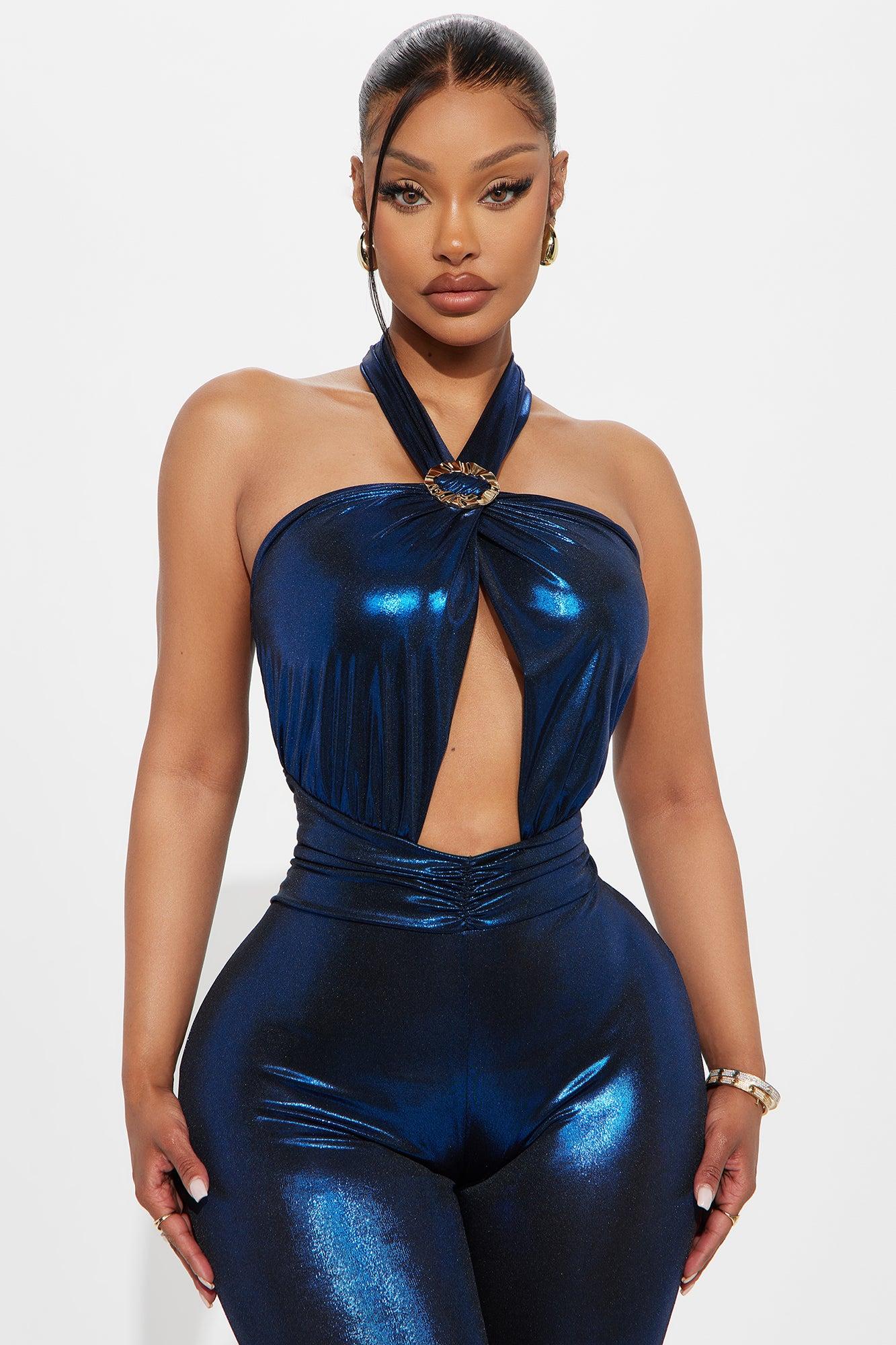 Sapphire Desire Halter Jumpsuit - Blue Female Product Image