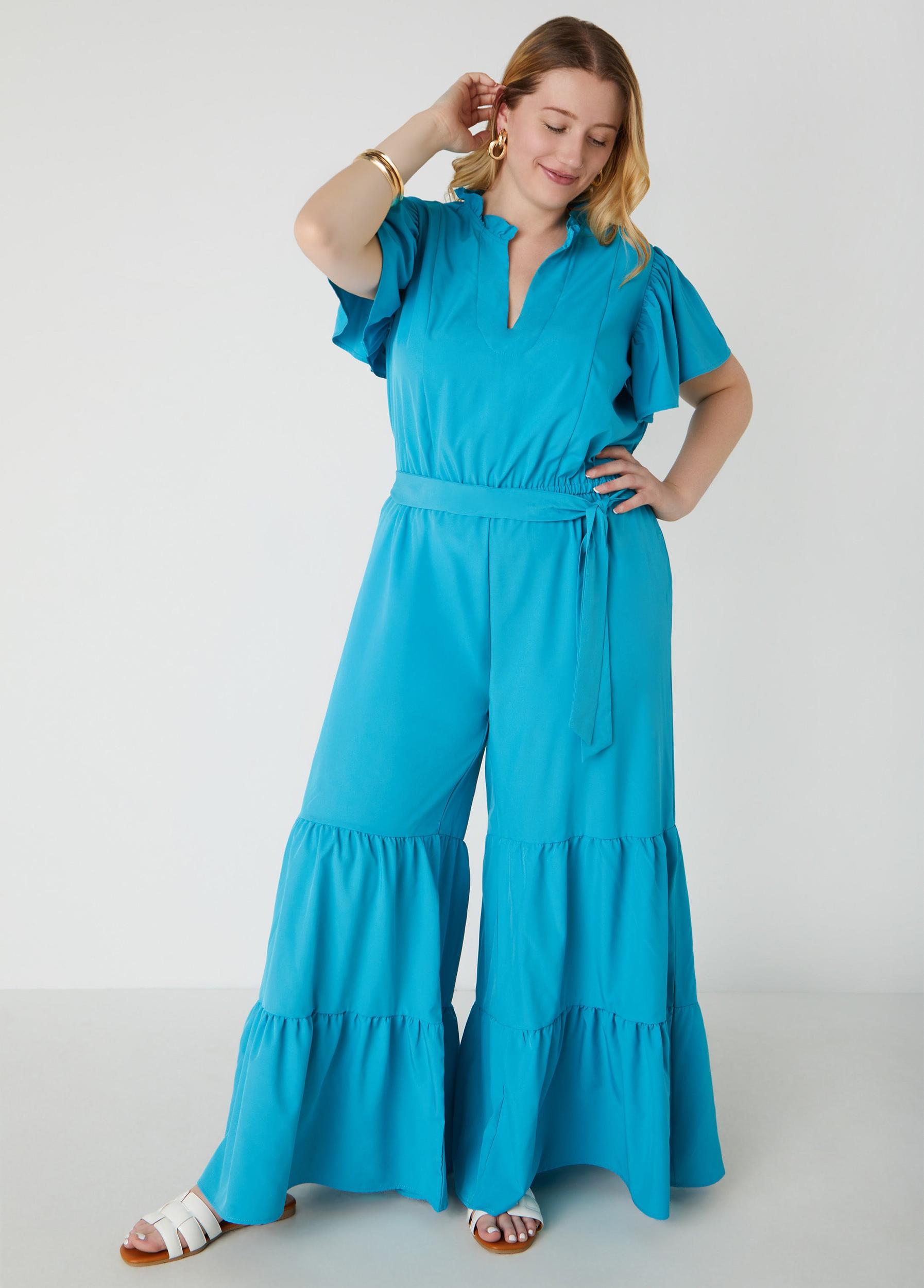 Plus Size Ruffled Wide Leg Jumpsuit Ashley Stewart Product Image