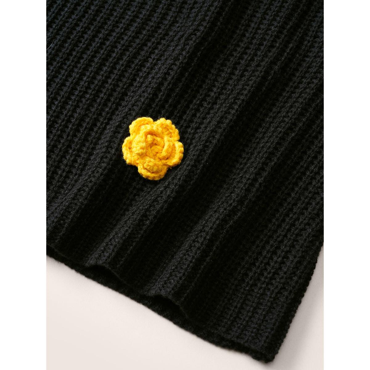 Plus Size Colored Floral Plisse Drawstring Tunic Cardigan Black Women Vacation Loose Long Sleeve Dailywear Cardigans BloomChic 28/5X Product Image