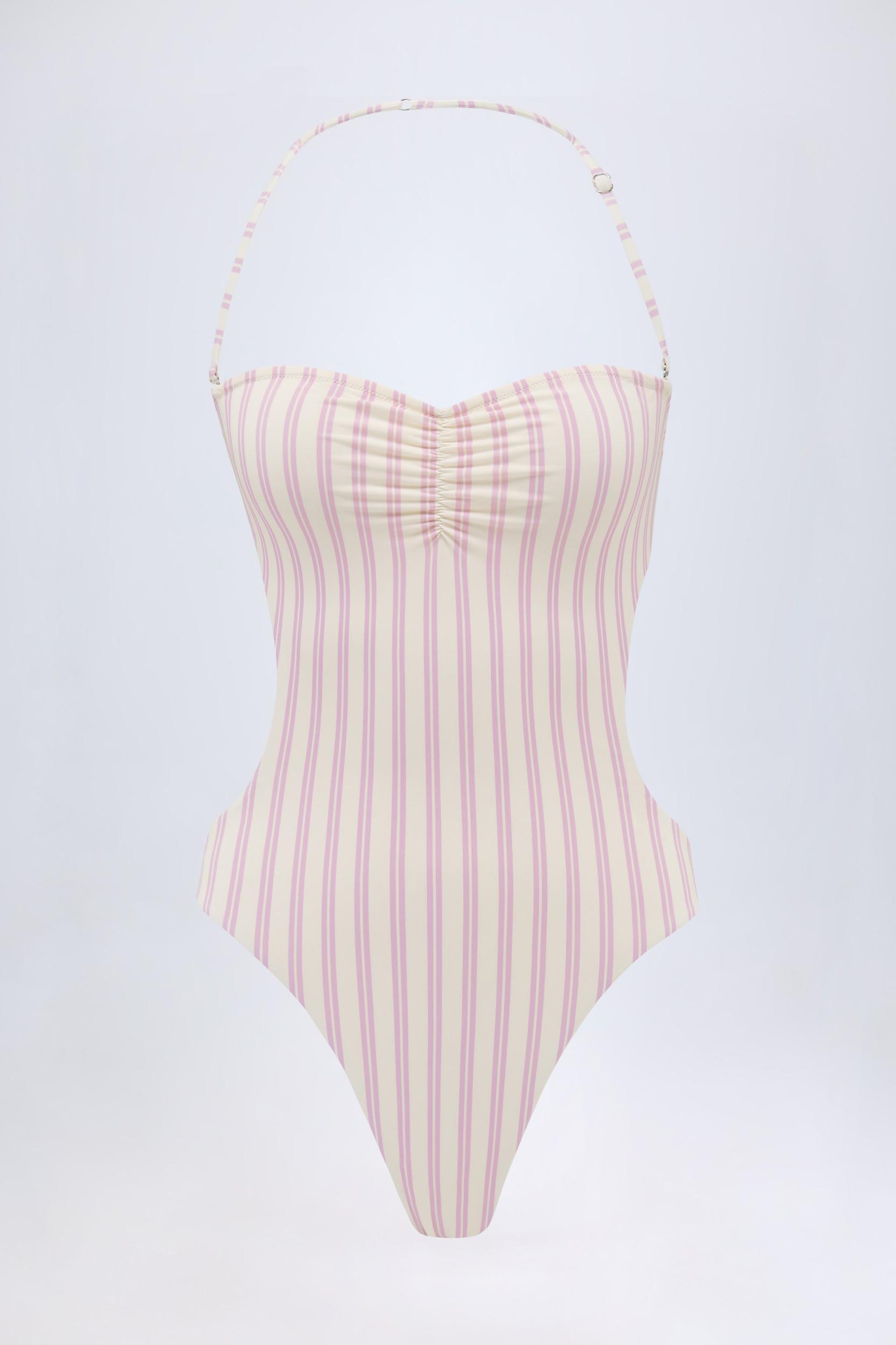 Cut-Out Halterneck Swimsuit in Mauve Product Image