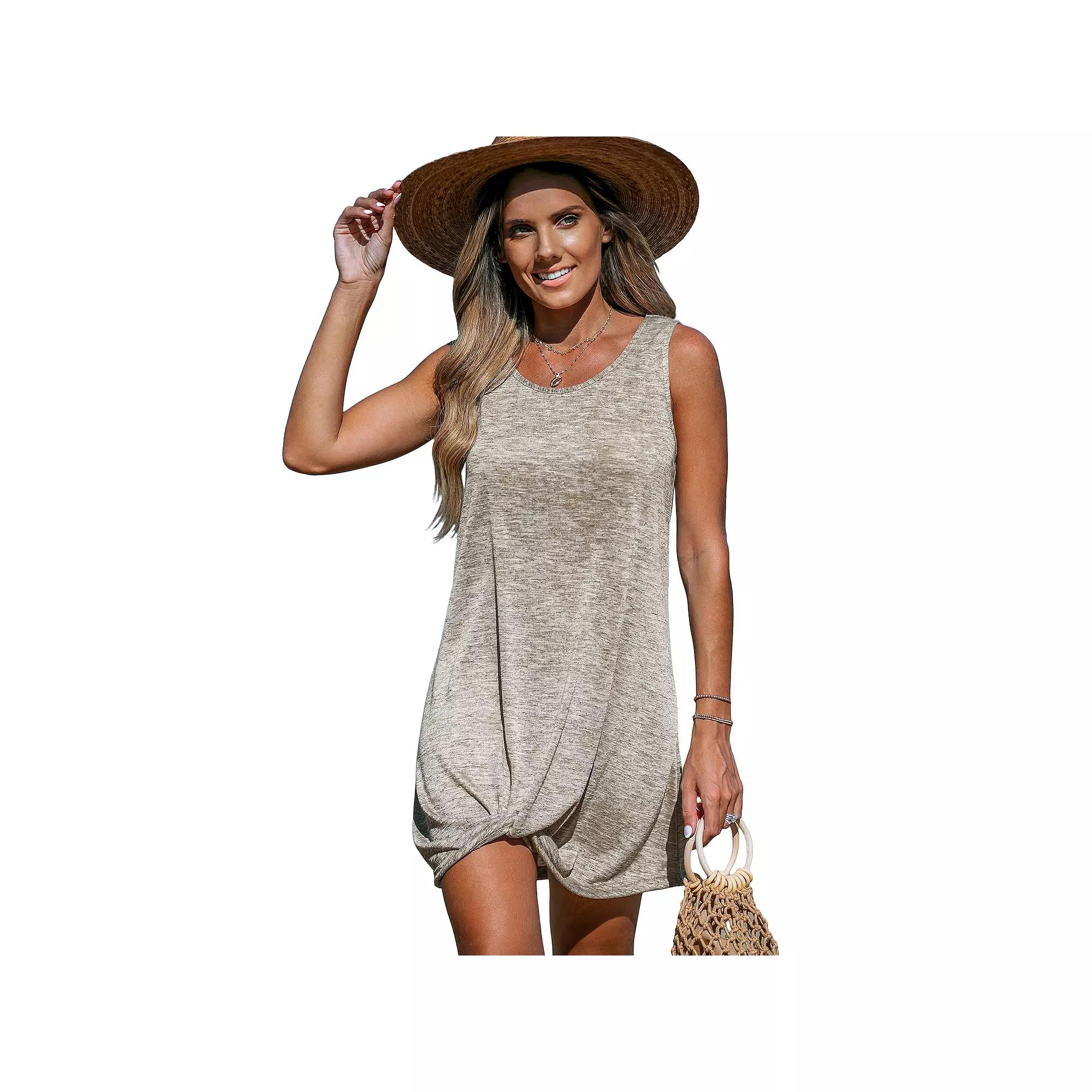 Women's Cupshe Sand Scoop Neck Hem Twist Mini Swim Cover-Up Dress,  Product Image