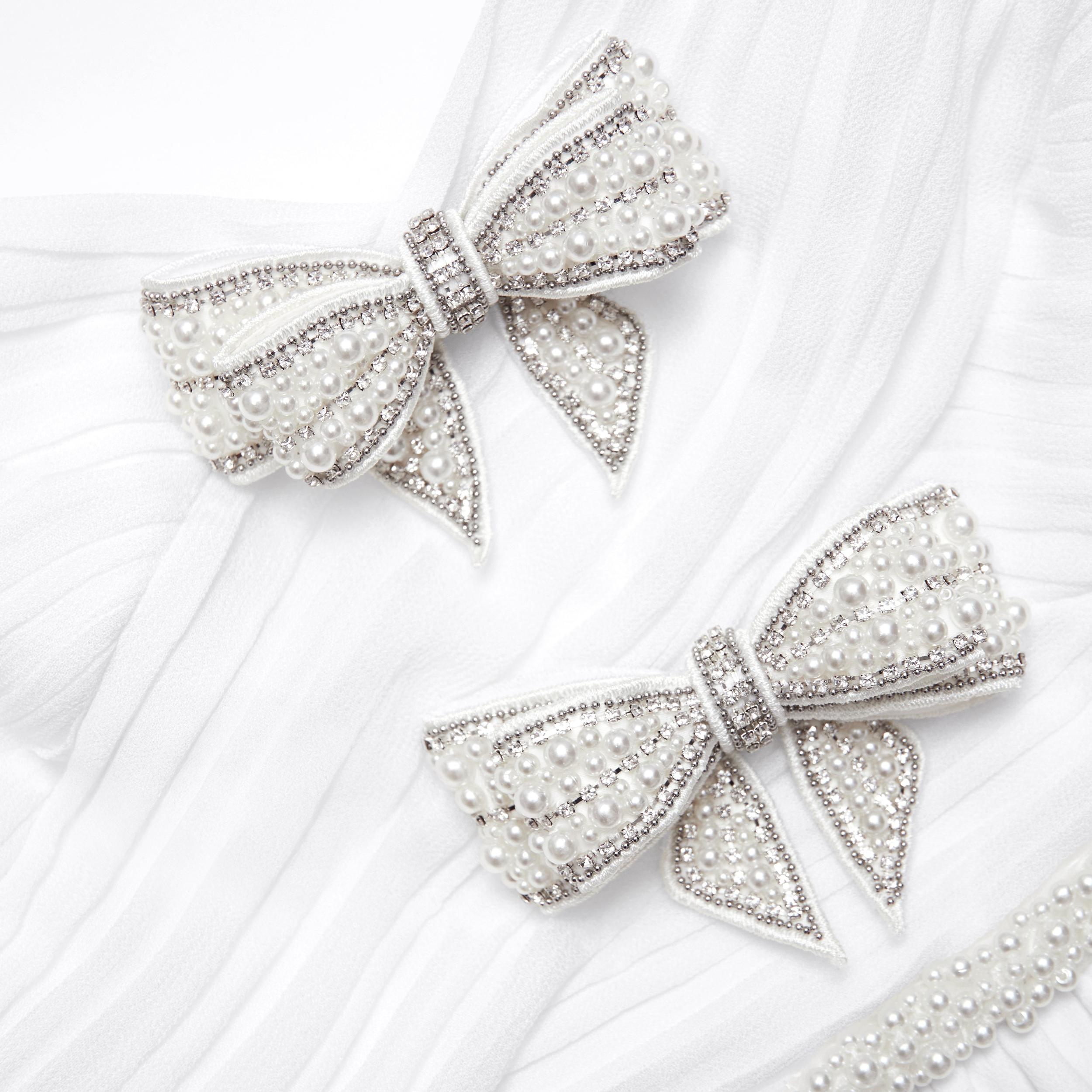 White Chiffon Bow Maxi Dress Product Image