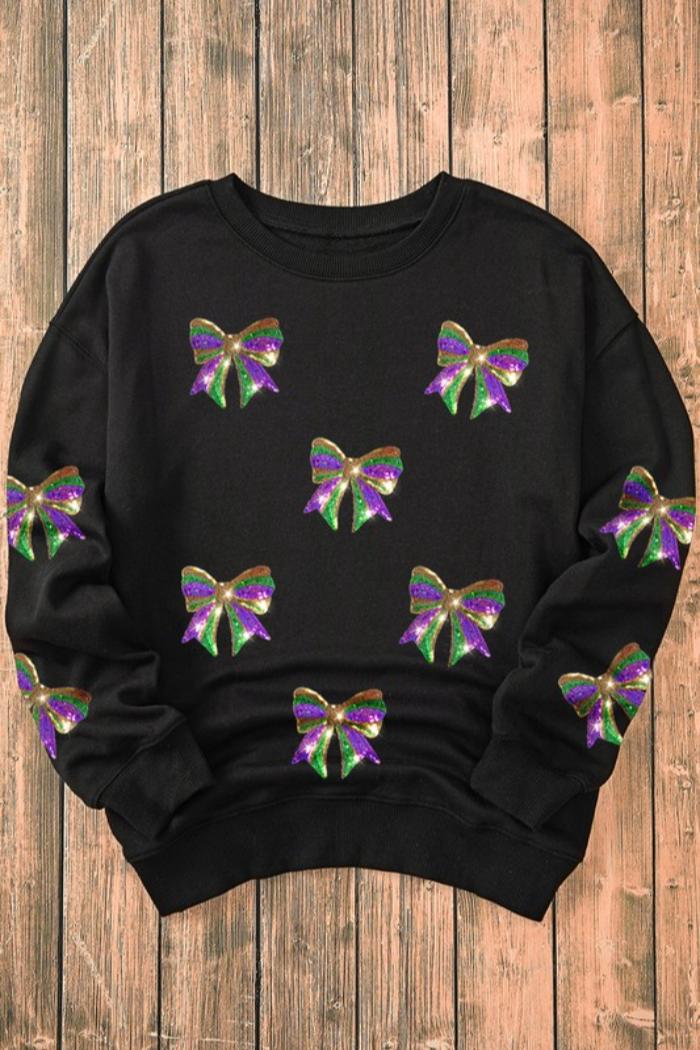 Sequin Bow Sweatshirt Product Image