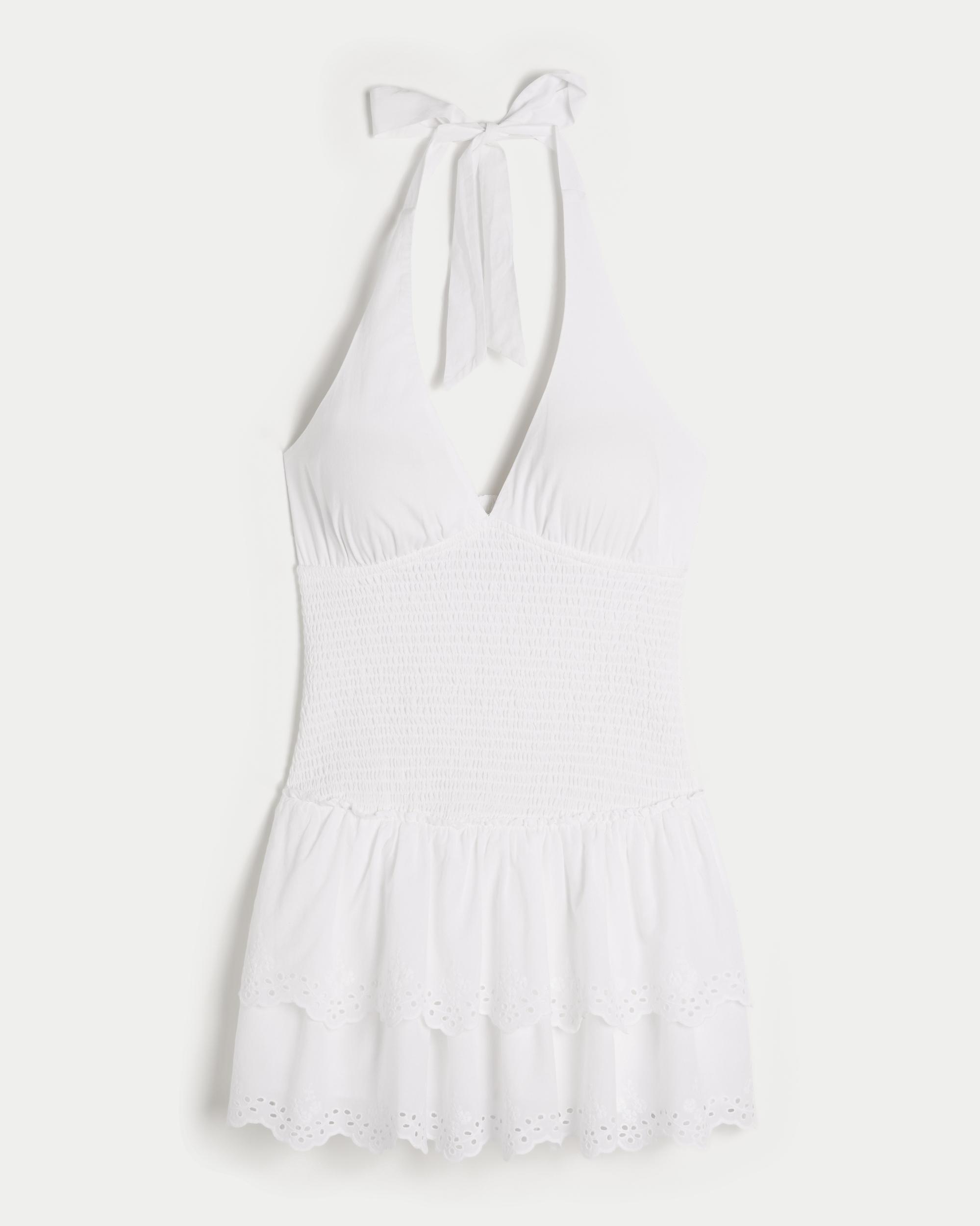 Double-Tier Smocked Halter Skort Dress Product Image