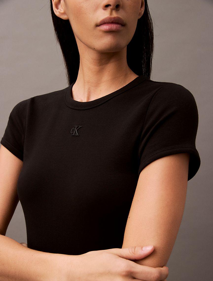 Cotton Contour Rib Monogram Logo Mini Dress Product Image