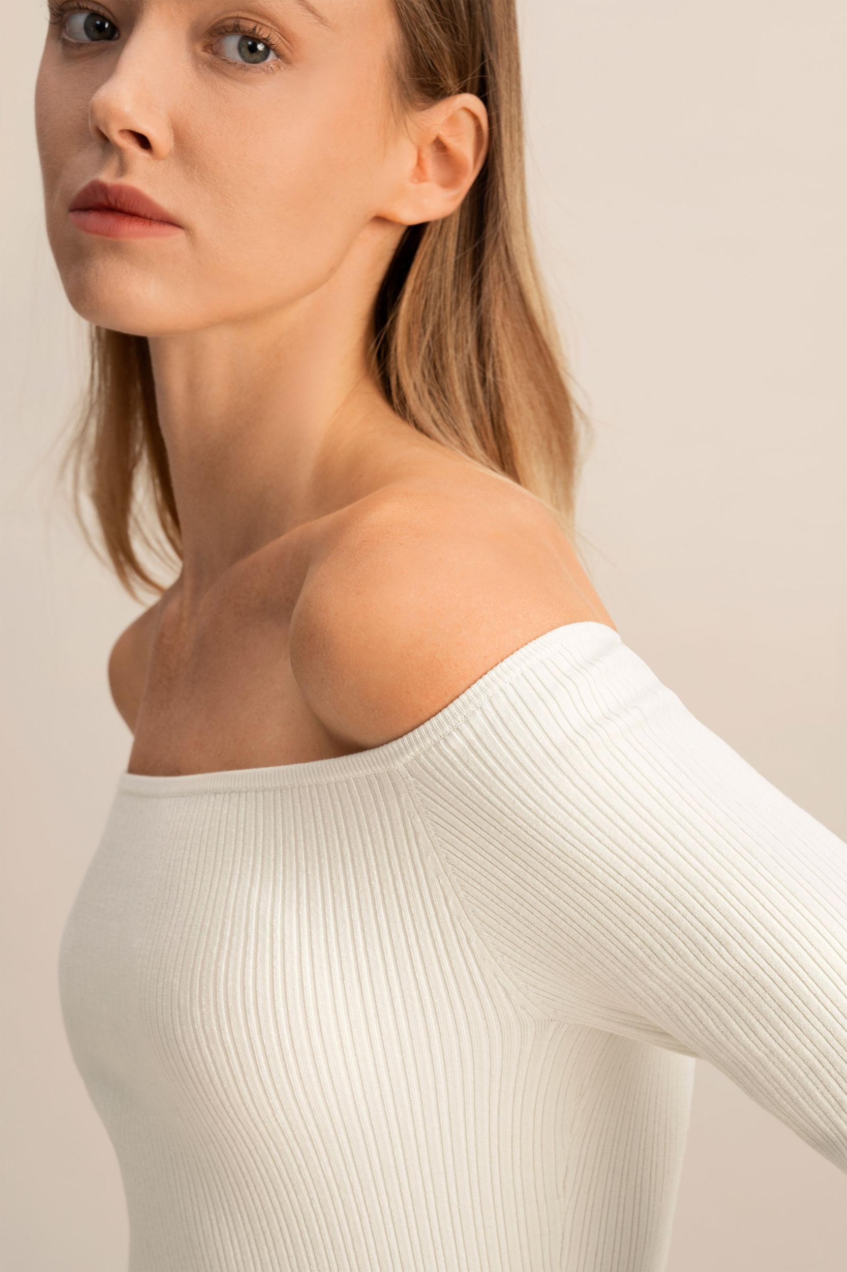 LILYSILK Womens Long Silk Dress | Silk Knitted | Exquisite Vertical Ribbing Dress | Natural White SP Product Image