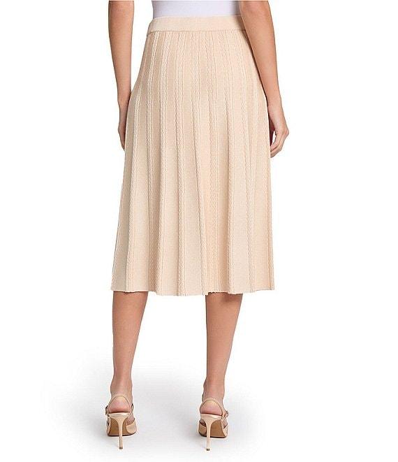 MISOOK Braided Texture Knit Pull-On Flare Midi Skirt Product Image
