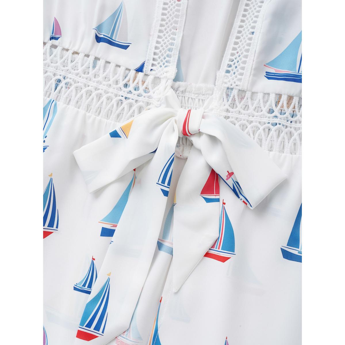 Plus Size Marine Elements Knotted Cut Out Kimono Women Indigo Resort Contrast Vacation Kimonos BloomChic 10/M Product Image