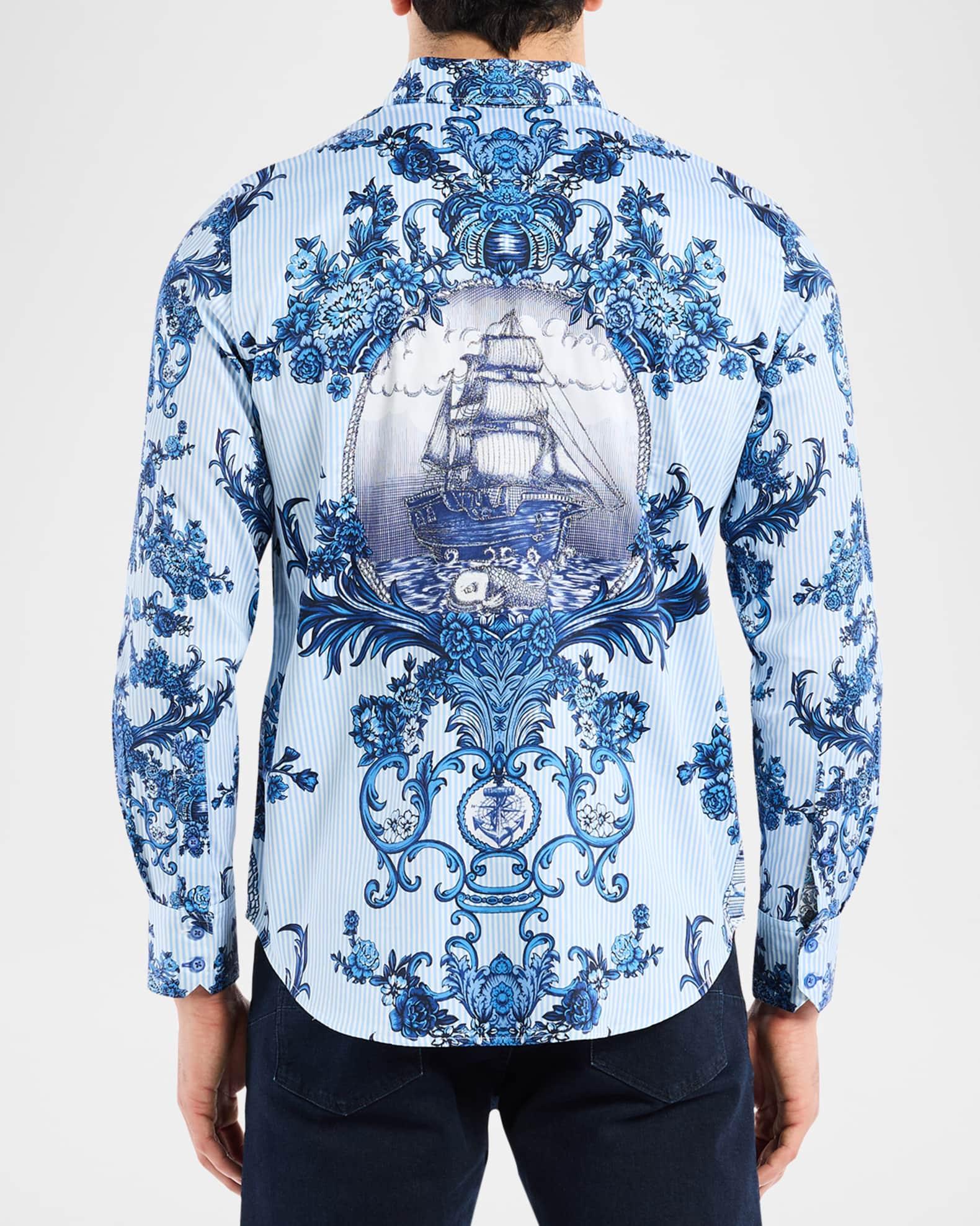 Men's Bayswater Pinstripe Damask Stretch Sport Shirt Product Image