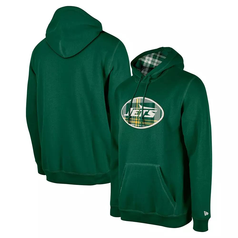 Men's New Era Green New York Jets 3rd Down Plaid Pullover Hoodie,  Product Image