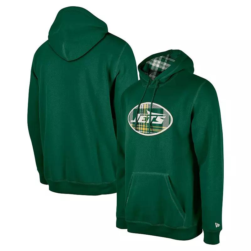 Men's New Era Green New York Jets 3rd Down Plaid Pullover Hoodie,  Product Image