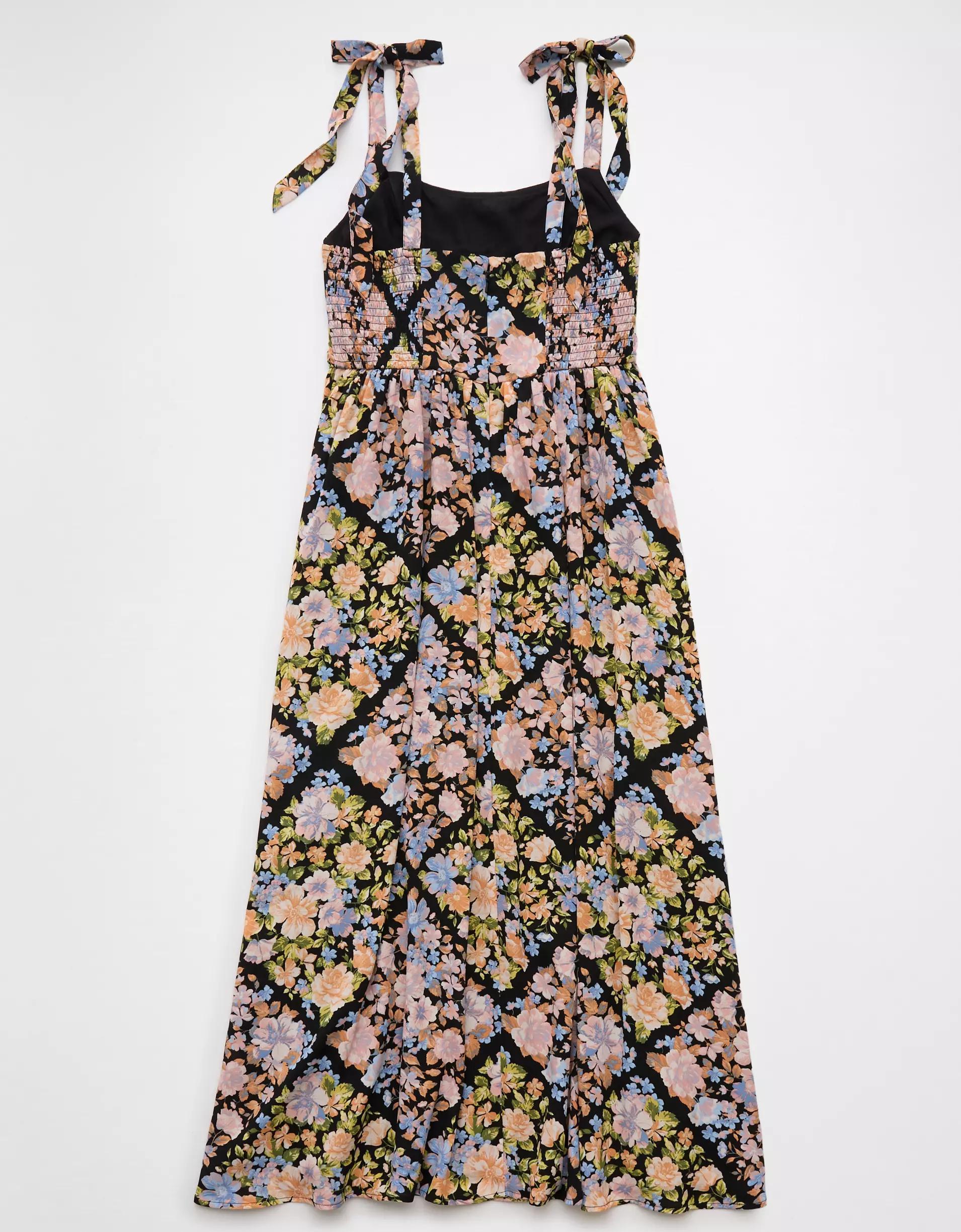 AE Corset Tie Strap Floral Midi Dress Product Image