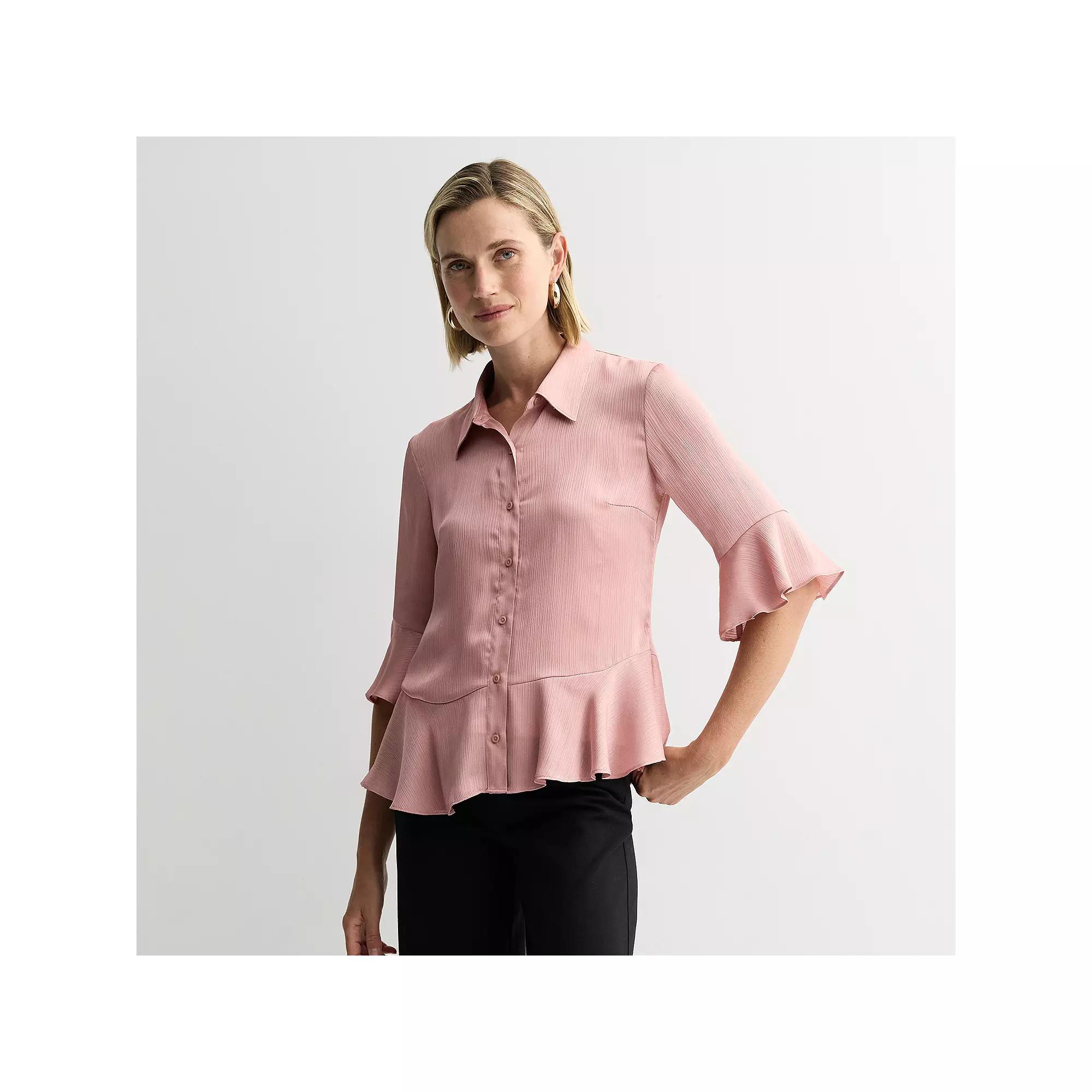 Women's Nine West Ruffle Hem Shirt,  Product Image