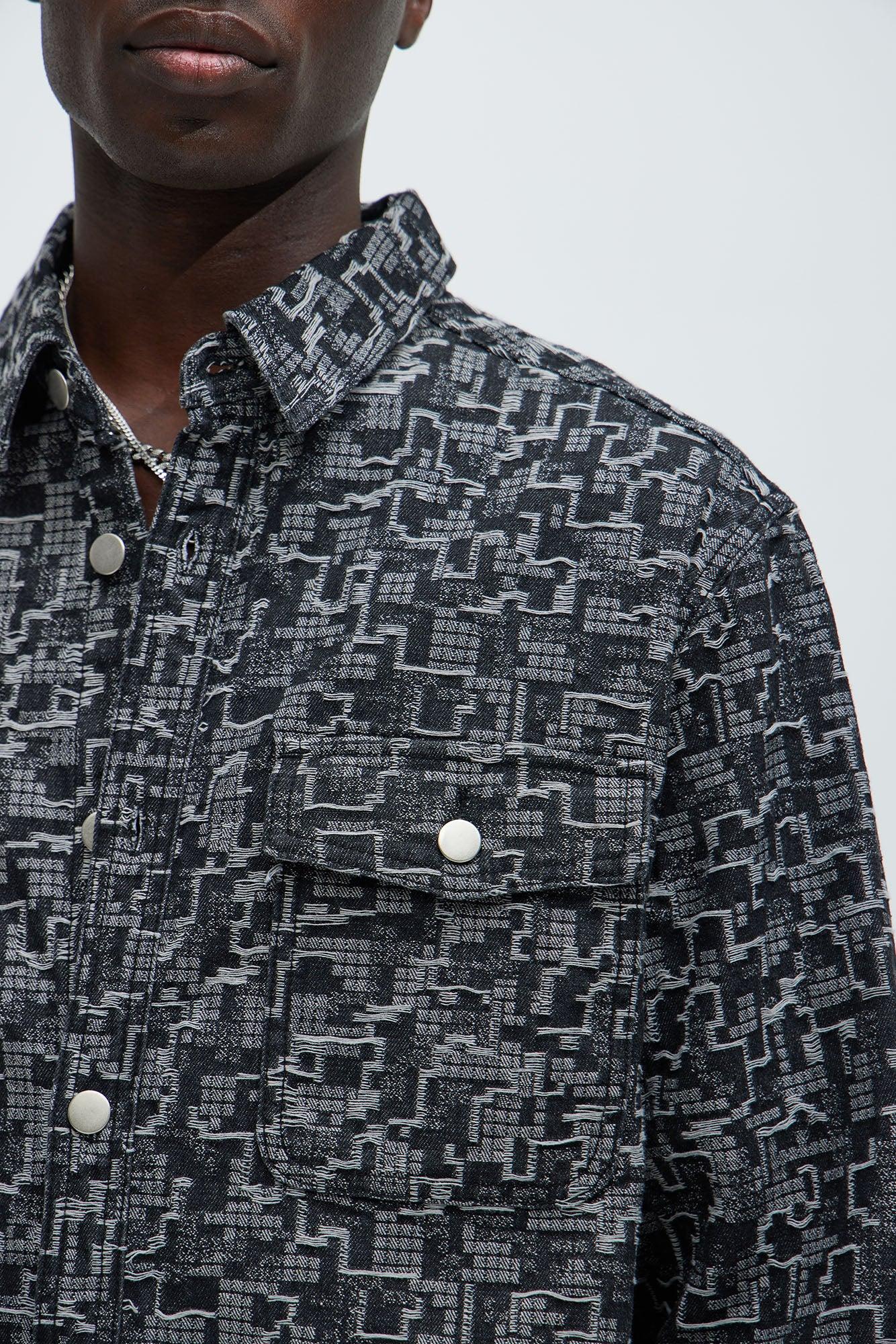 Arrow Jacquard Button Up Shirt - Black Wash Product Image