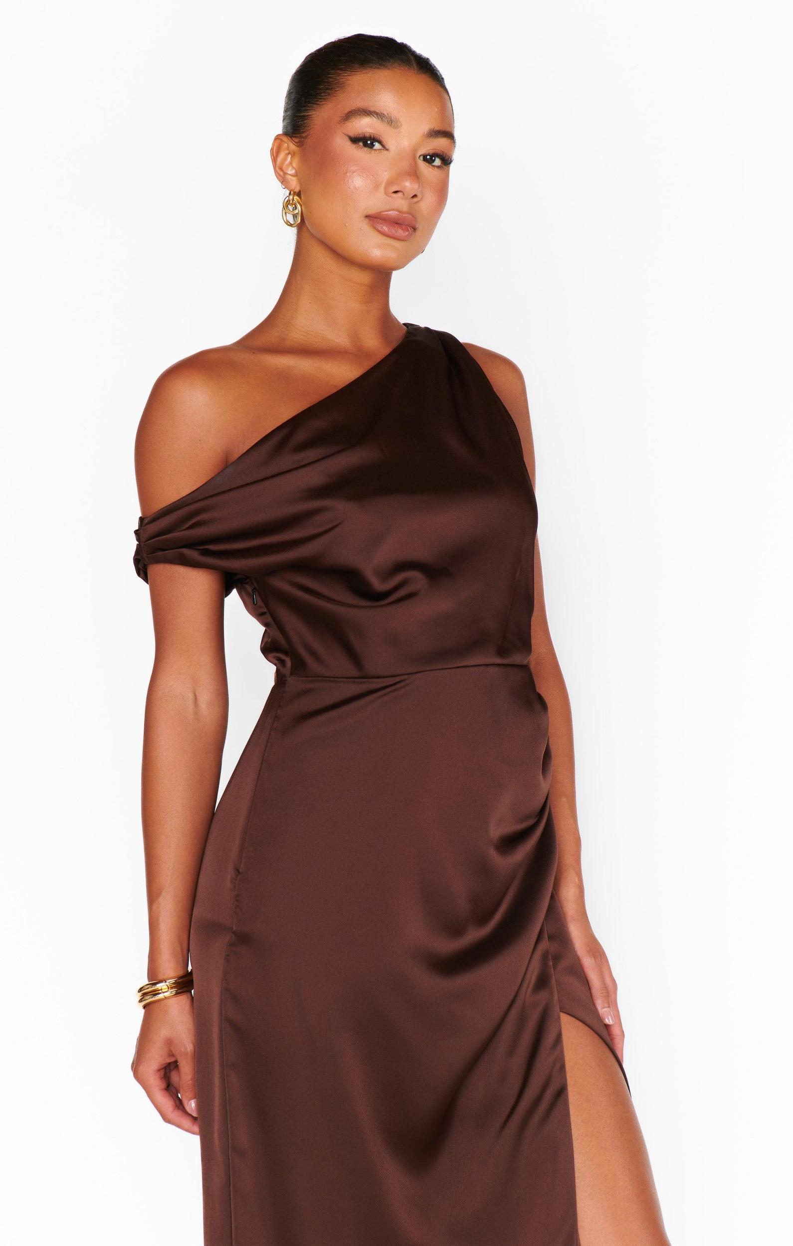 Jodie Dress ~ Chocolate Luxe Satin Product Image