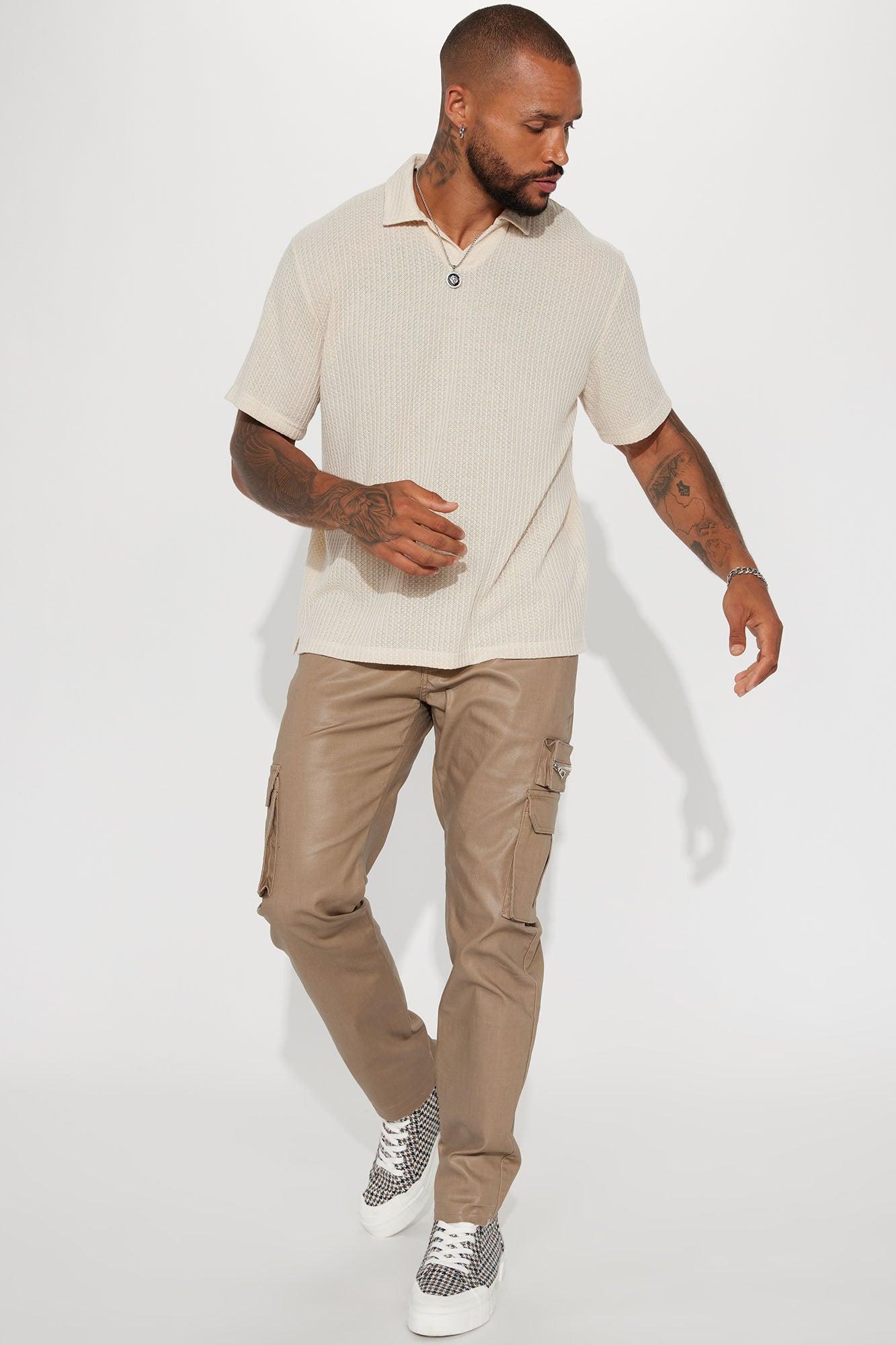 Blissful Short Sleeve Polo - Oatmeal Product Image