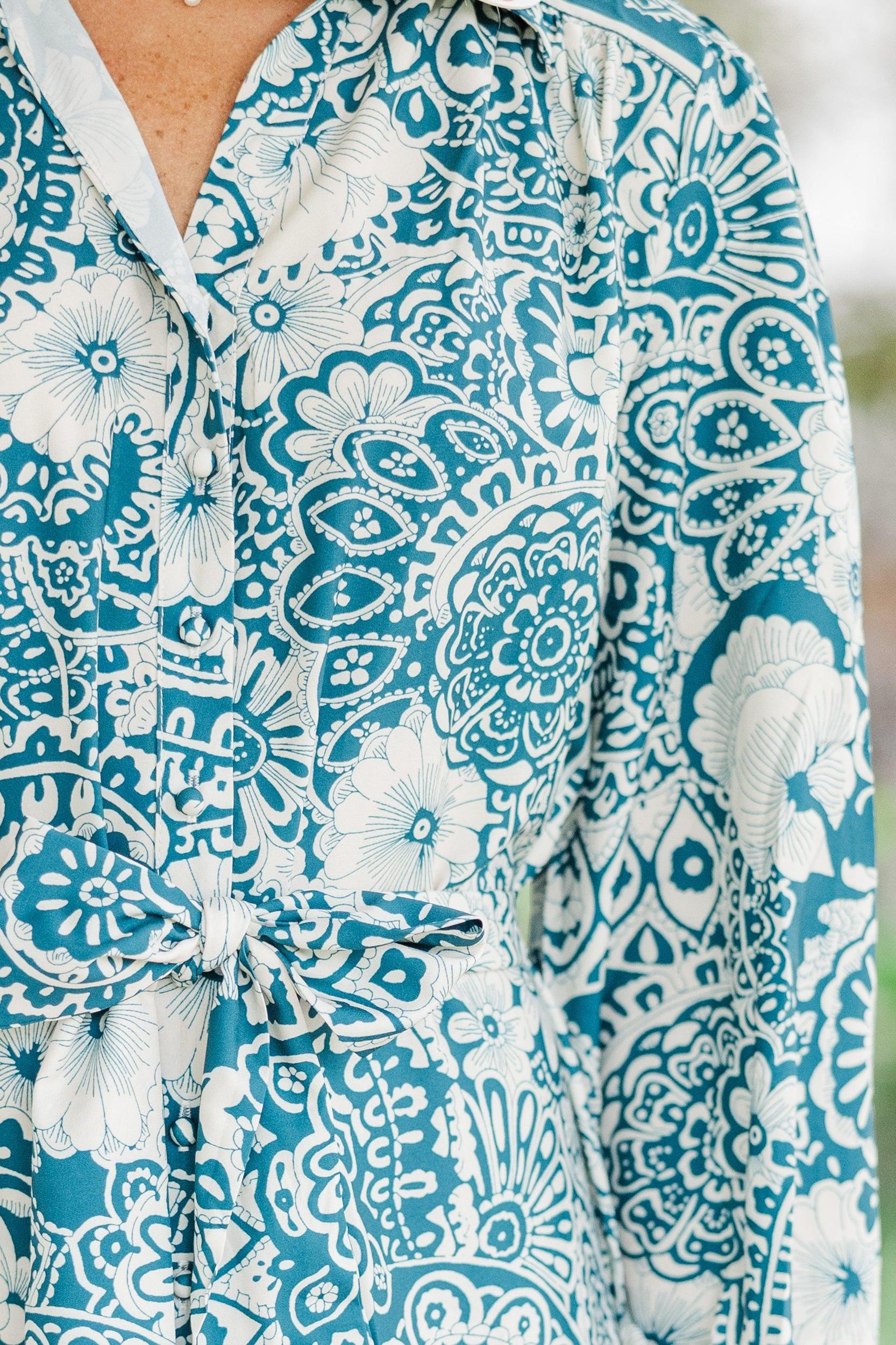 Sweet New Day Peacock Green Floral Dress Female Product Image