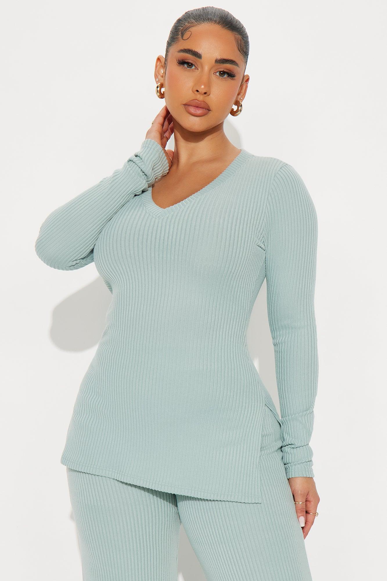 Maya Cozy Ribbed Pant Set - Sage Product Image