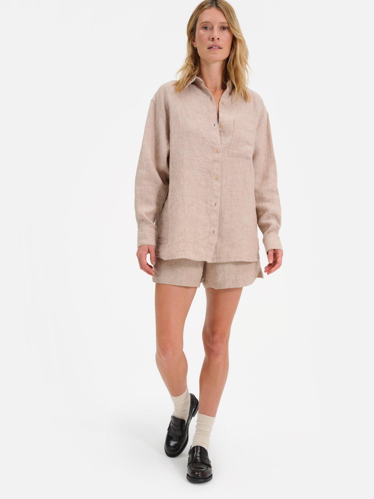Organic Linen Oversized Button Down Female Product Image