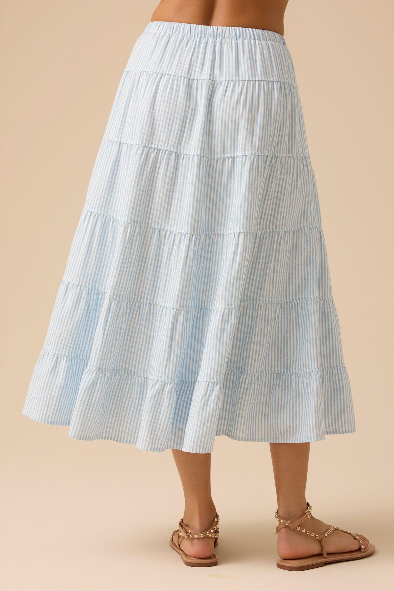 Lucy Striped Linen Skirt Product Image