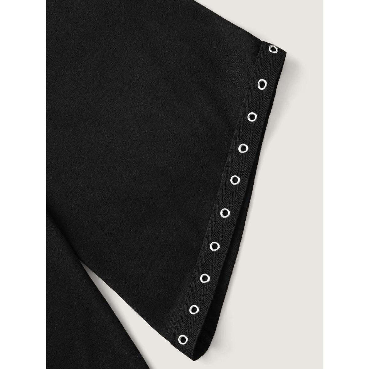 Plus Size Peek-A-Boo Cut-Out Neckline T-shirt Black Women Timeless Eyelet Round Neck Elegant T-shirts BloomChic 28/5X Product Image