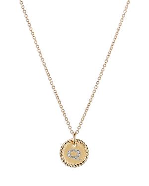 Womens Initial Charm Necklace in 18K Yellow Gold with Pav Diamonds Product Image