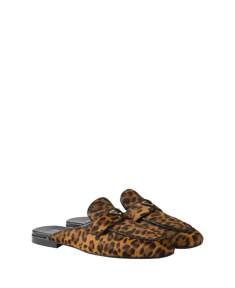 Prada Womens Leopard-Print Leather Mules Product Image