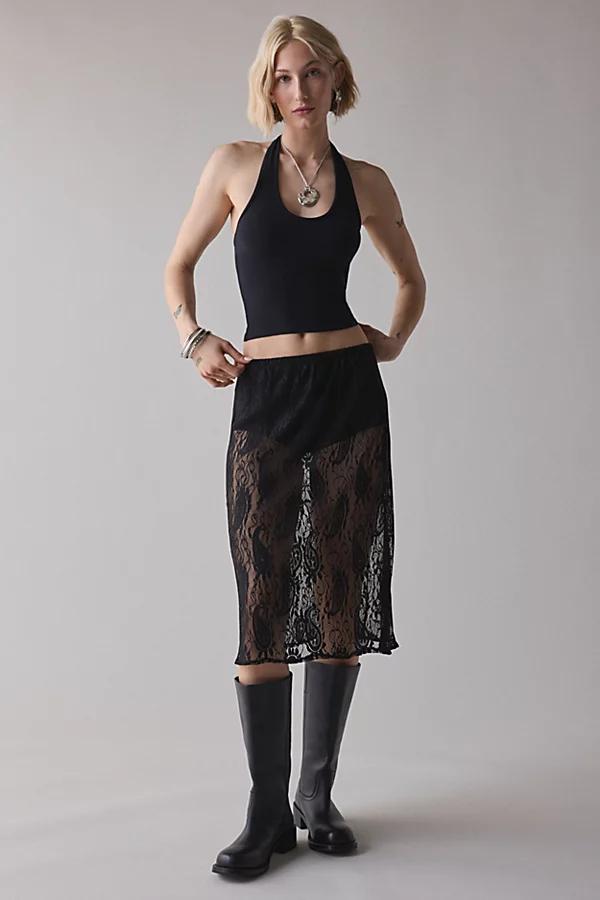 Vintage & ReMADE by UO ReMADE By UO Sheer Lace Midi Skirt Womens at Urban Outfitters Product Image