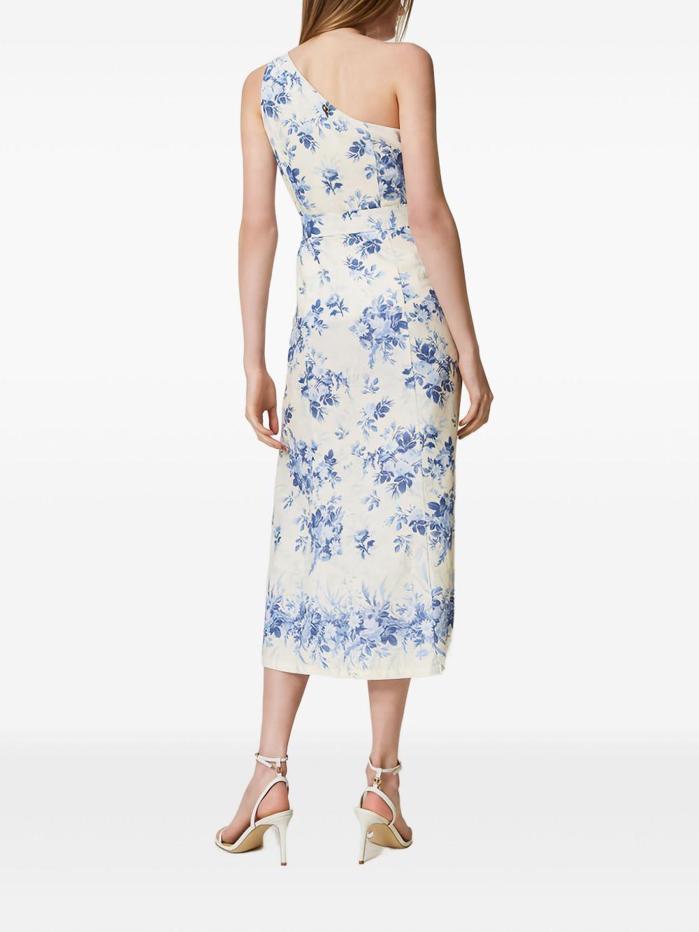 floral-print one-shoulder midi dress Product Image