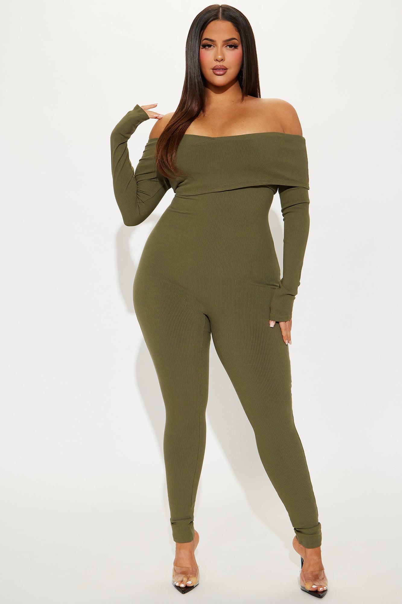 Clarisse Ribbed Jumpsuit - Olive Product Image