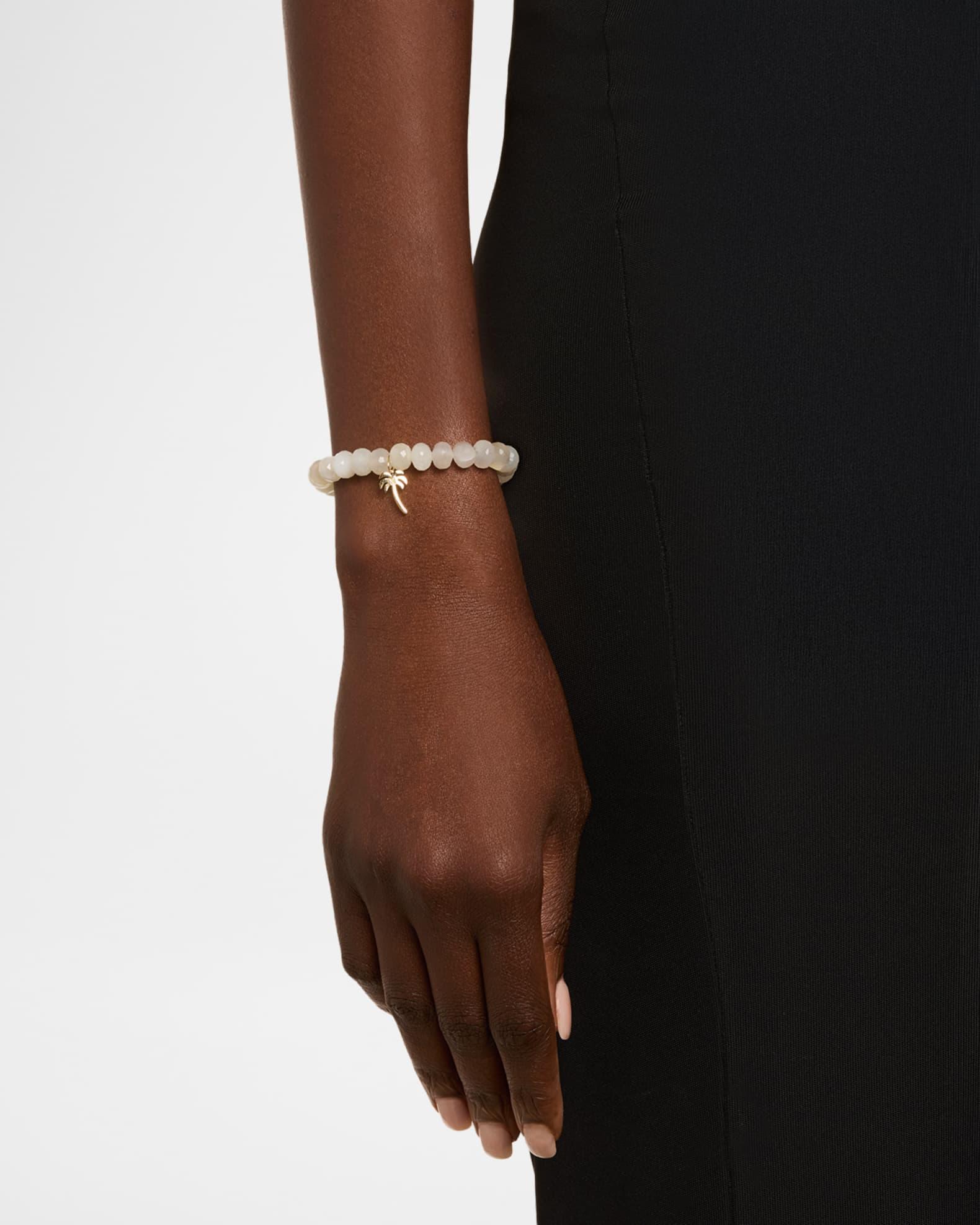 Micro Pave Palm Tree Charm on Moonstone Beaded Bracelet Product Image