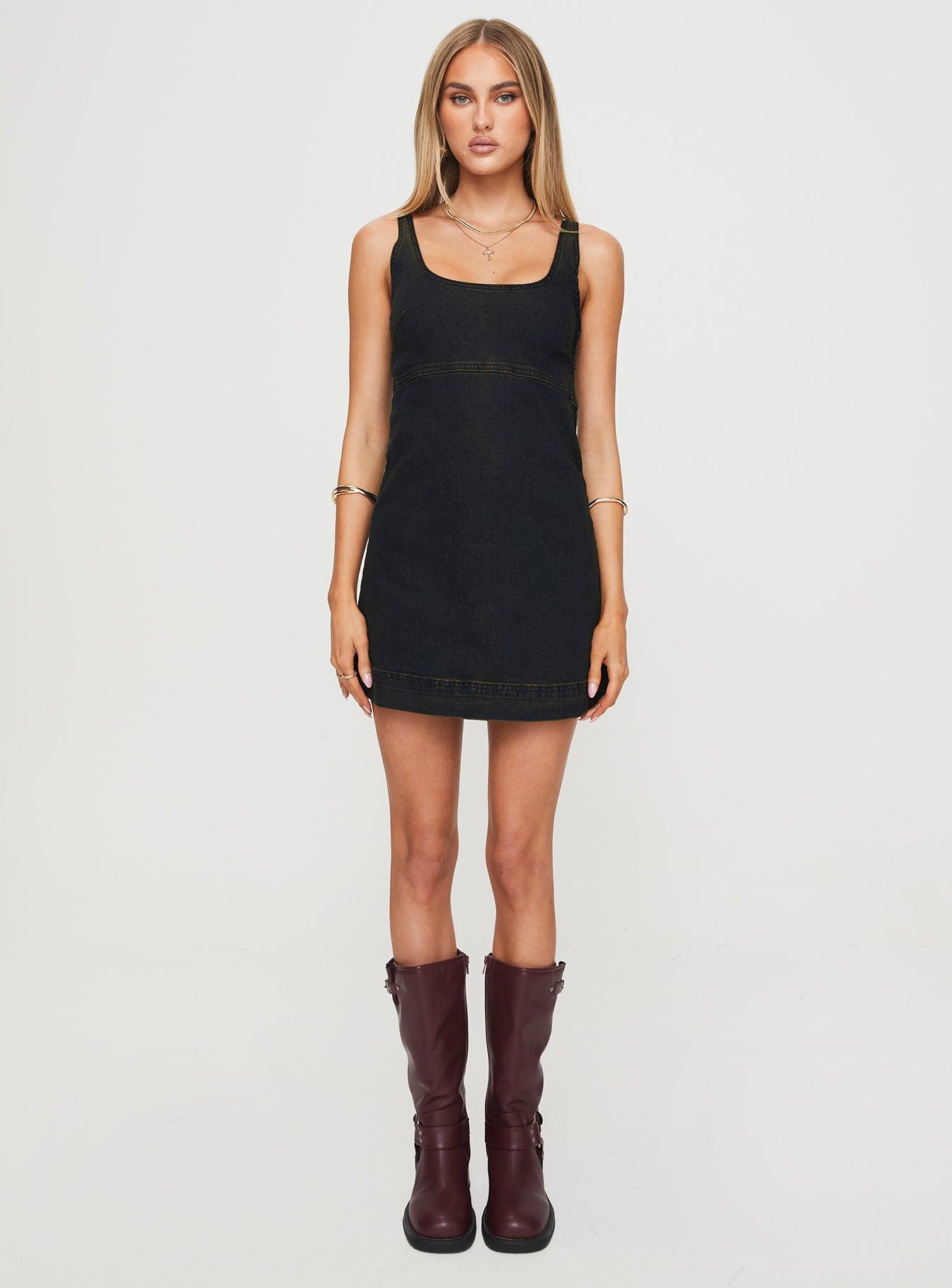 Rautha Denim Mini Dress Black Product Image