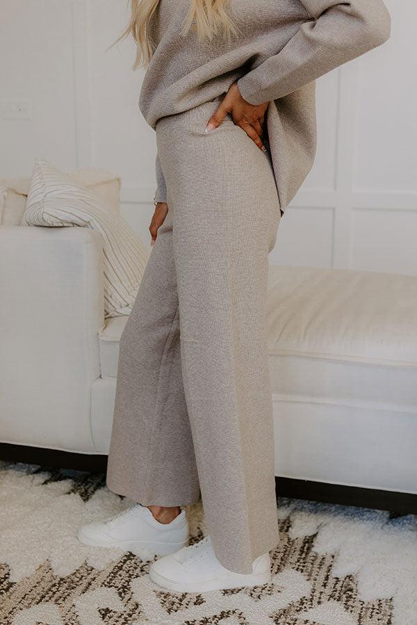 Small Town Bistro High Waist Knit Pants in Warm Taupe Product Image