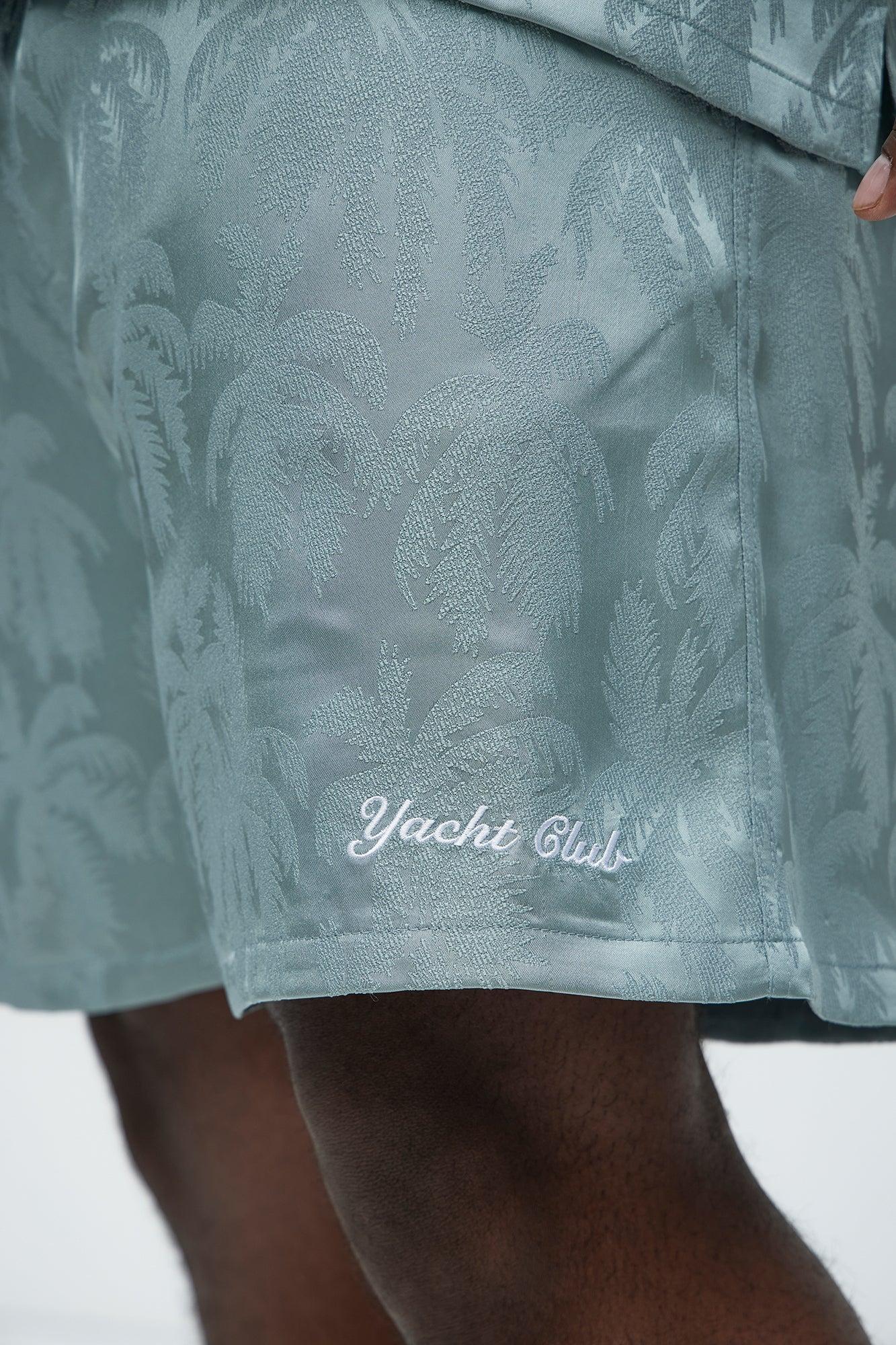 Palm Trees Jacquard Relaxed Shorts - Green Product Image
