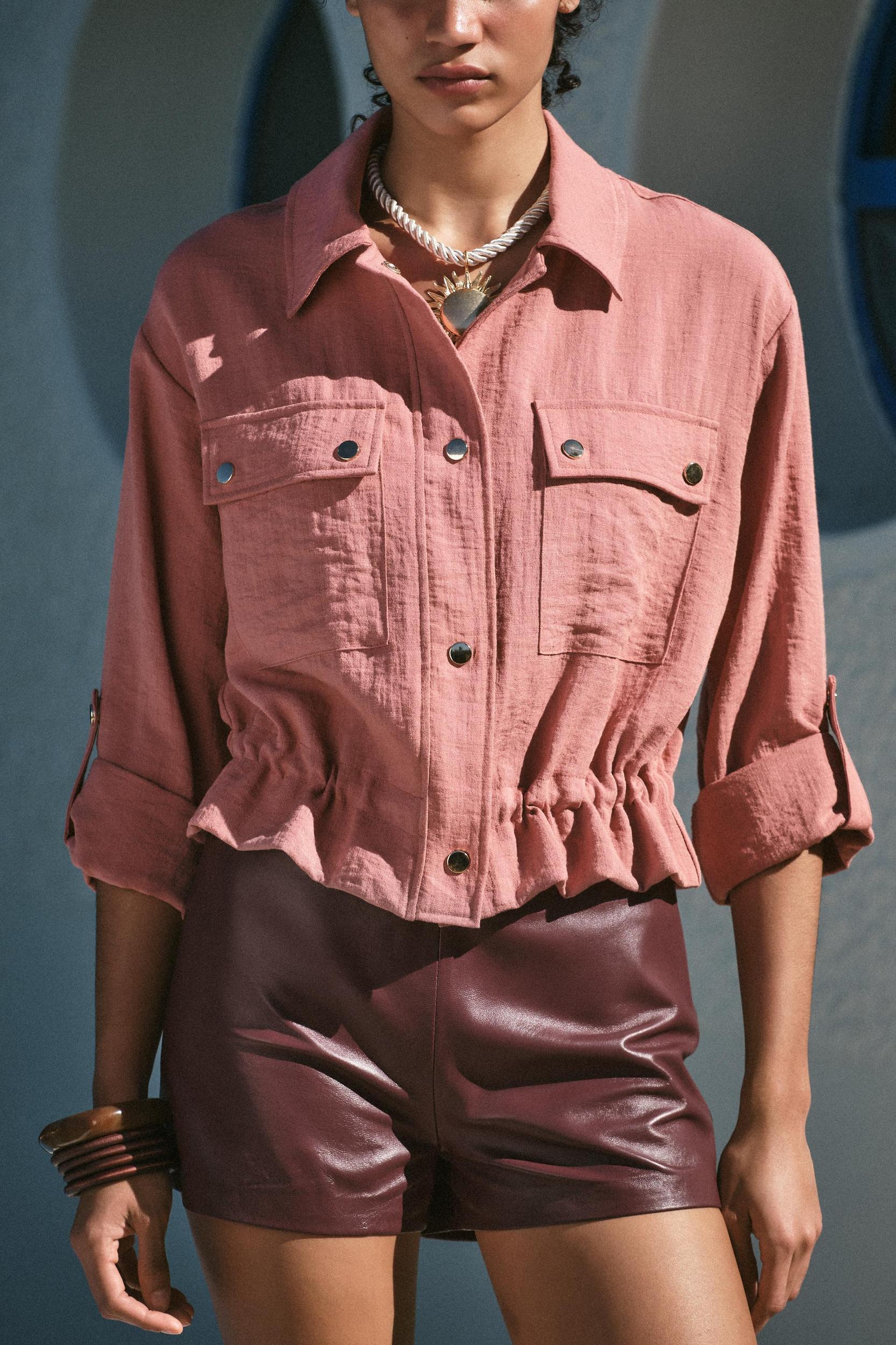 BELTED SLEEVE CROPPED JACKET Product Image