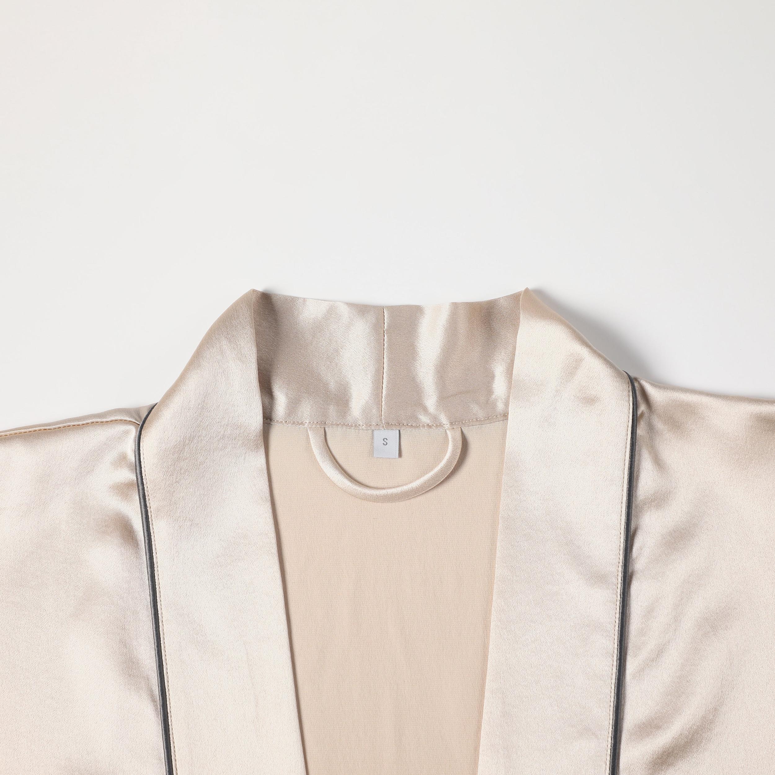 Gift Set | Pure Silk Beige Kimono Robe & Slip Dress | 22 Momme | Float Collection Product Image