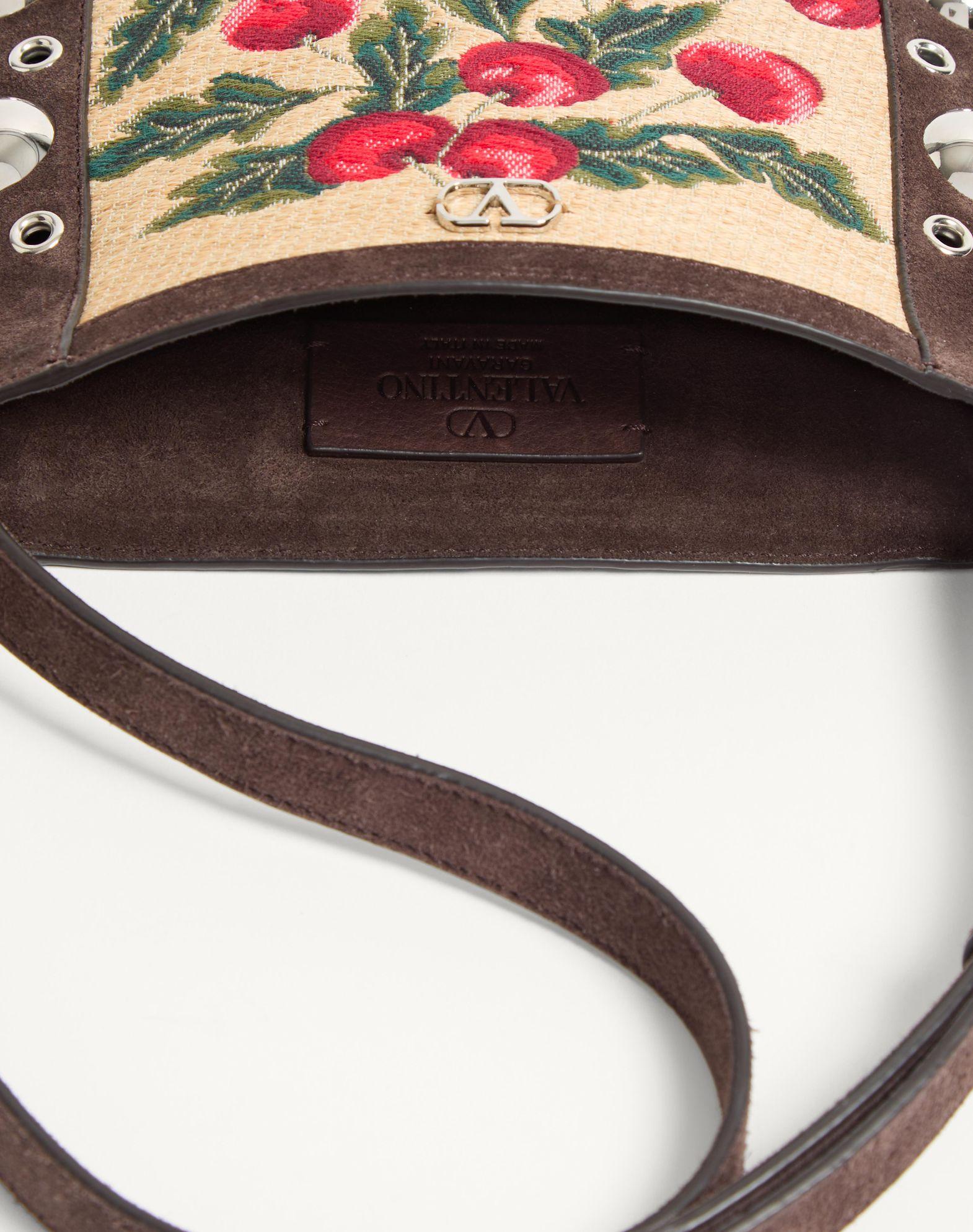 Valentino Garavani Nellcôte Small Shoulder Bag In Jacquard Raffia With Cherryfic Pattern Product Image