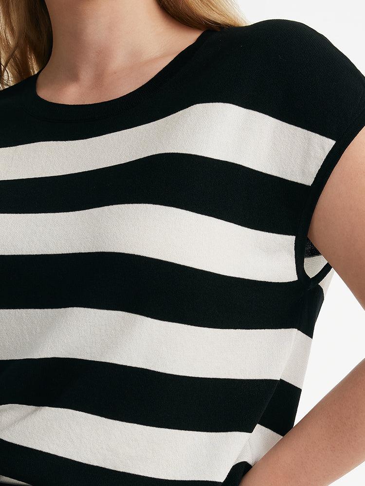 Tencel Striped Knitted Women Tank Top Product Image