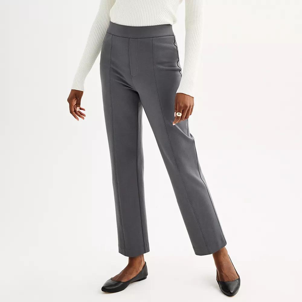 Women's Nine West High Rise Slim-Straight Ponte Pants, Size: Medium, Coalmine Product Image