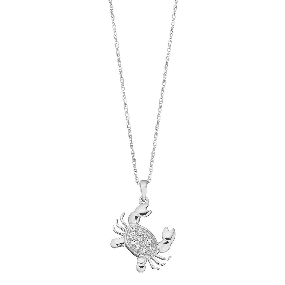 Sterling Silver 1/10 Carat T.W. Diamond Crab Pendant Necklace, Women's Product Image