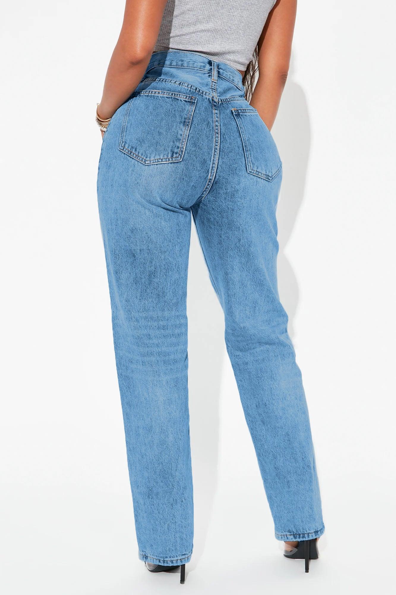 Crossover Straight Leg Jeans - Medium Wash Product Image