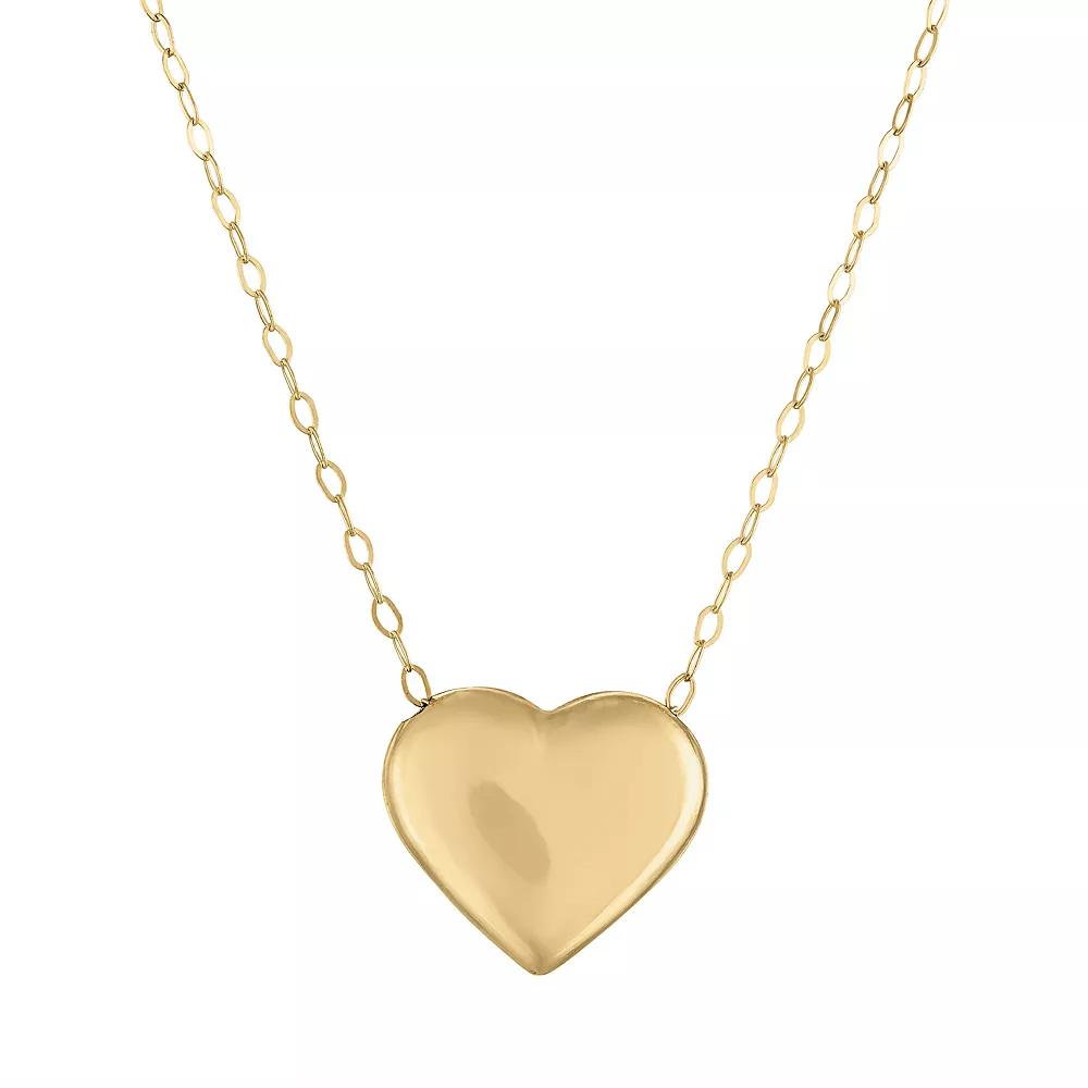 14k Gold Petite Puffed Heart Necklace, Women's, Size: 18" Product Image