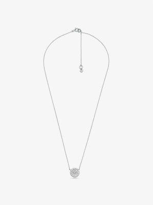 14K -Plated Sterling Silver Pavé Logo Disc Earrings and Necklace Set Product Image