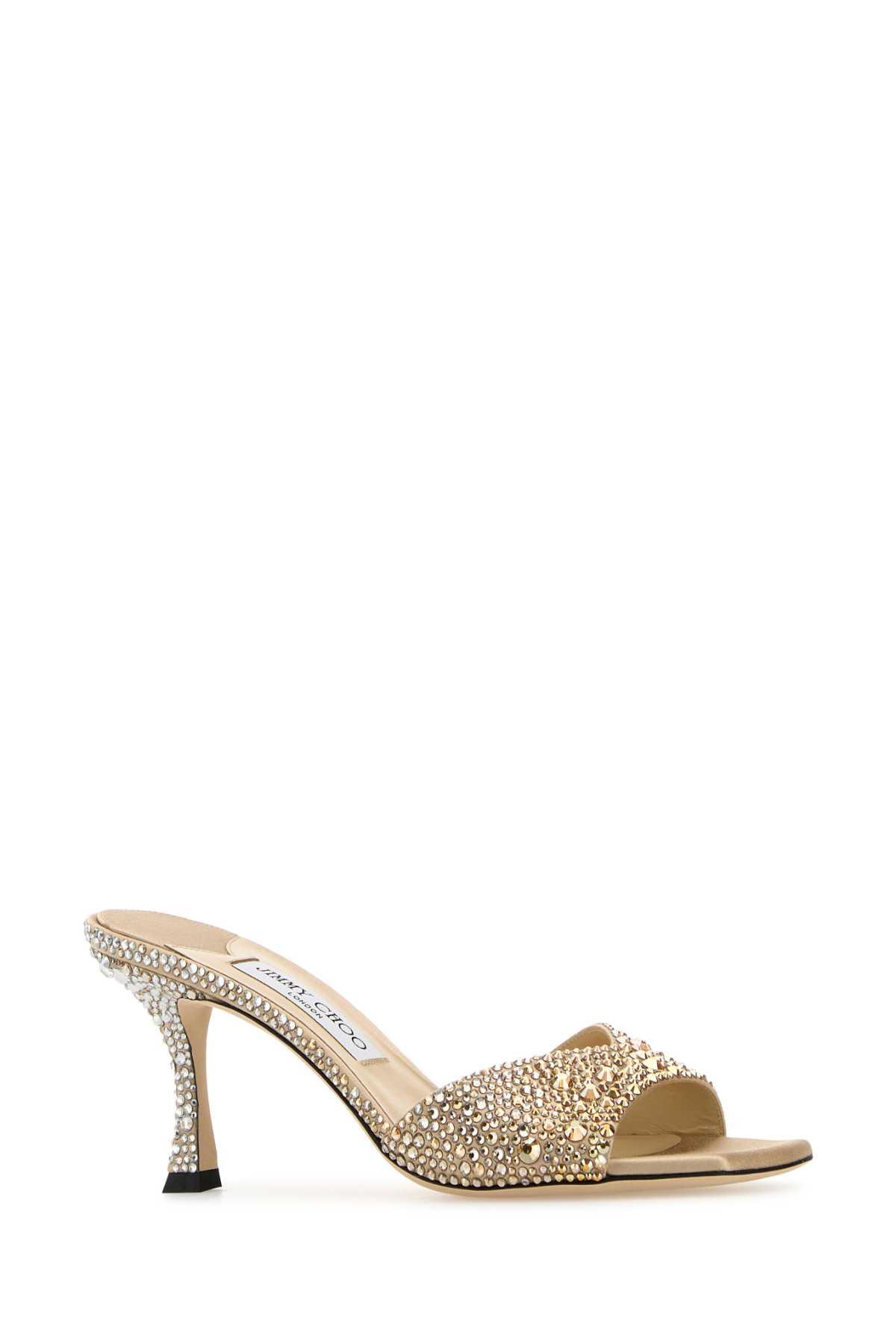 JIMMY CHOO Golden Crystal Heels In Beige O Tan Product Image